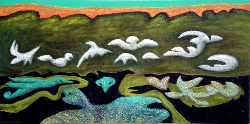 Yearscape, 10 by 20 inches, oil