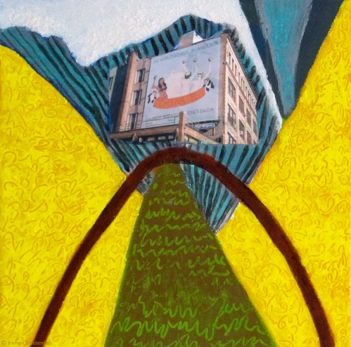 Midnight Swim, 10 by 10 inches, mixed media