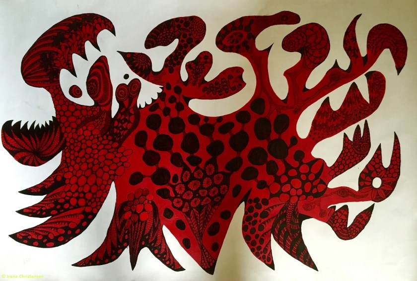 Nature's Nocturne, 24 by 36 inches, acrylic on handmade paper