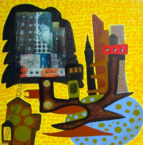 Scream, 24 by 24 inches, mixed media